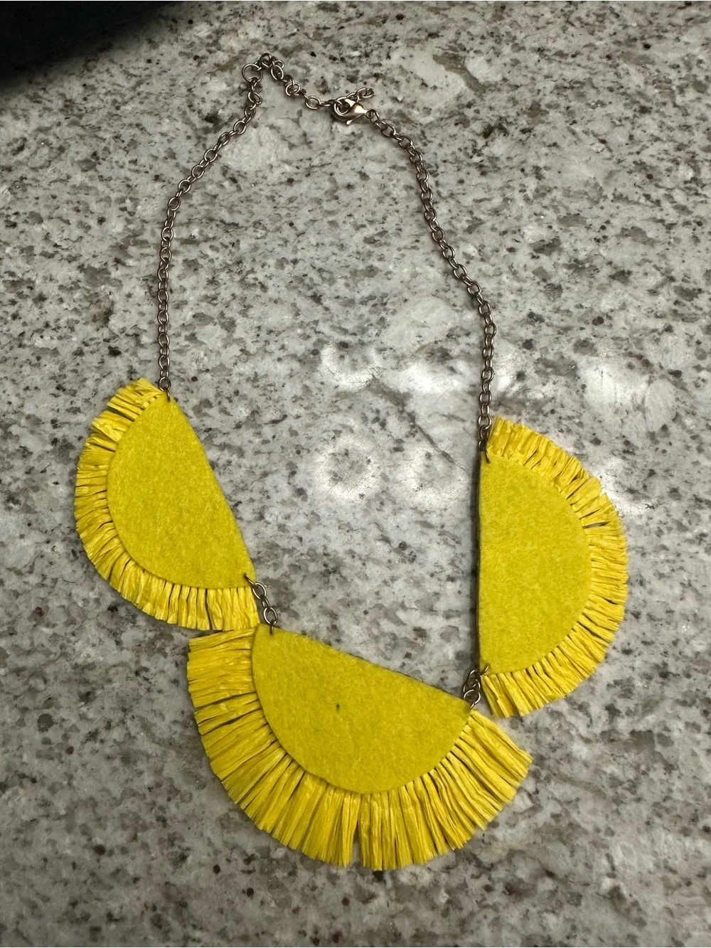 Boutique Yellow Beaded Fringe Statement Necklace
